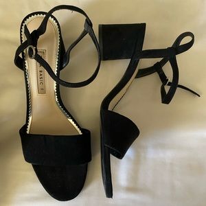 Zara black round heeled sandals
